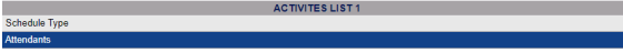 Activities List 1 section of Activities configuration menu with attendants command selected